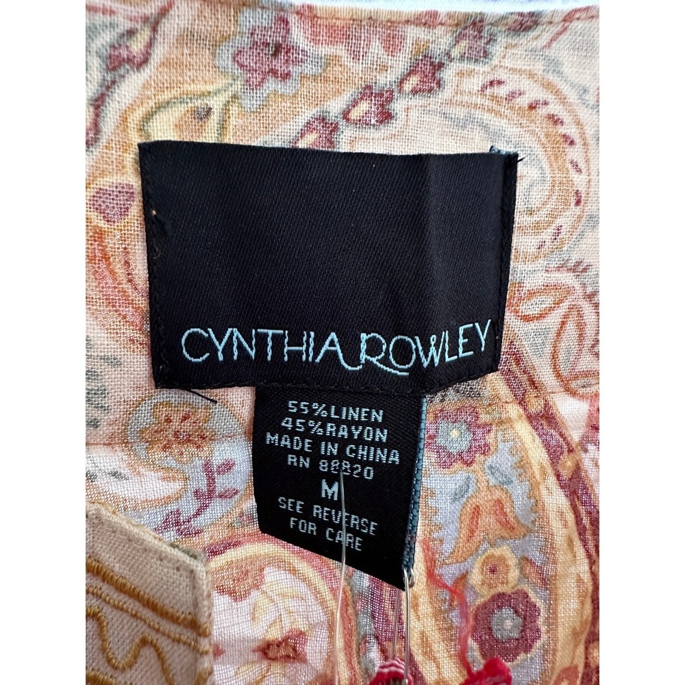 Cynthia Rowley Paisley Print Sleeveless Top Embroidered Neckline M - Picture 2 of 4